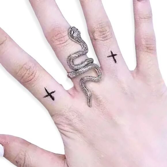 Silver Textured Serpent Adjustable Band Snake Rings  NEW - Picture 1 of 5